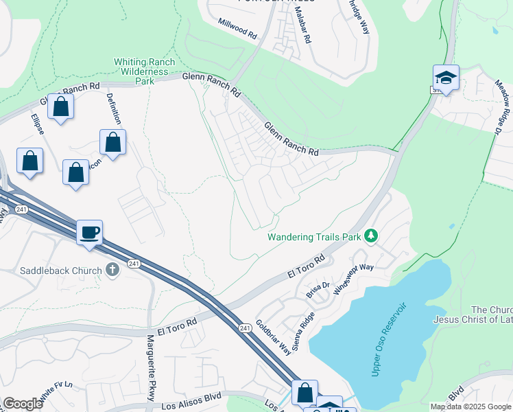 map of restaurants, bars, coffee shops, grocery stores, and more near 1675 Sonora Creek Lane in Lake Forest