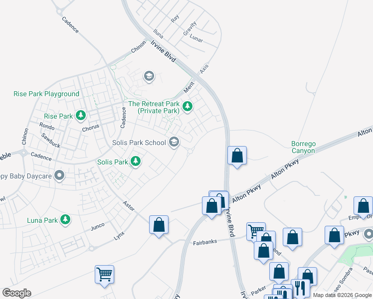 map of restaurants, bars, coffee shops, grocery stores, and more near 137 Culture in Irvine