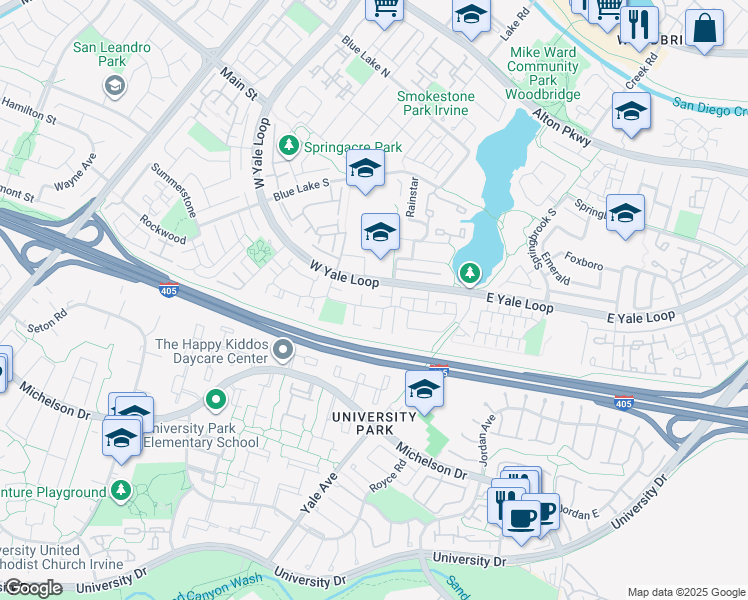 map of restaurants, bars, coffee shops, grocery stores, and more near 9 Honeysuckle in Irvine