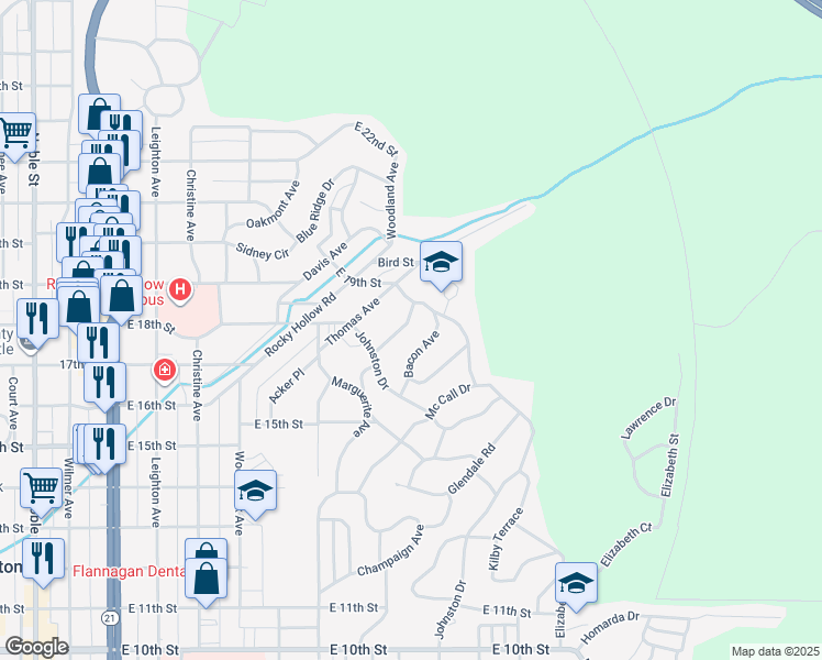 map of restaurants, bars, coffee shops, grocery stores, and more near 1831 Abbott Avenue in Anniston