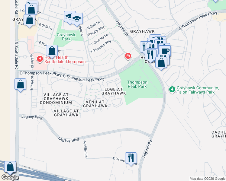 map of restaurants, bars, coffee shops, grocery stores, and more near 20100 North 78th Place in Scottsdale