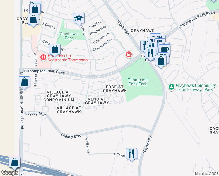 map of restaurants, bars, coffee shops, grocery stores, and more near 20100 North 78th Place in Scottsdale