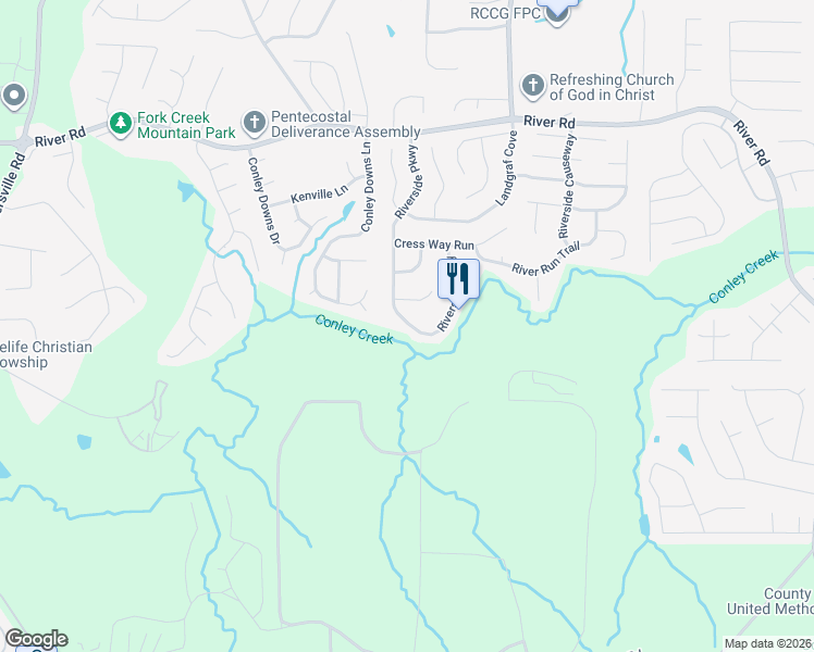 map of restaurants, bars, coffee shops, grocery stores, and more near 3937 Riverside Parkway in Decatur