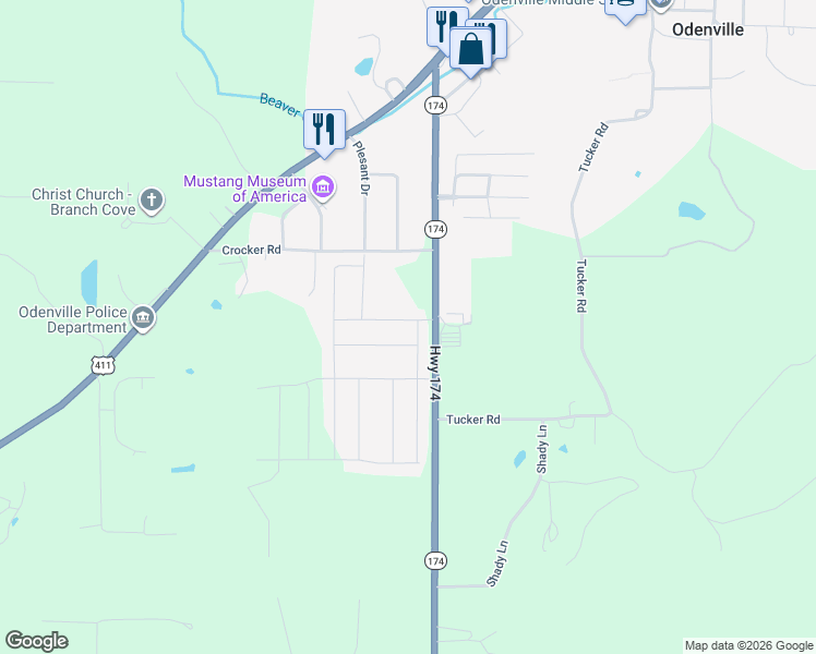 map of restaurants, bars, coffee shops, grocery stores, and more near in Odenville