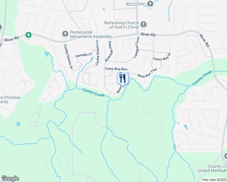 map of restaurants, bars, coffee shops, grocery stores, and more near 3999 Riverside Parkway in Decatur