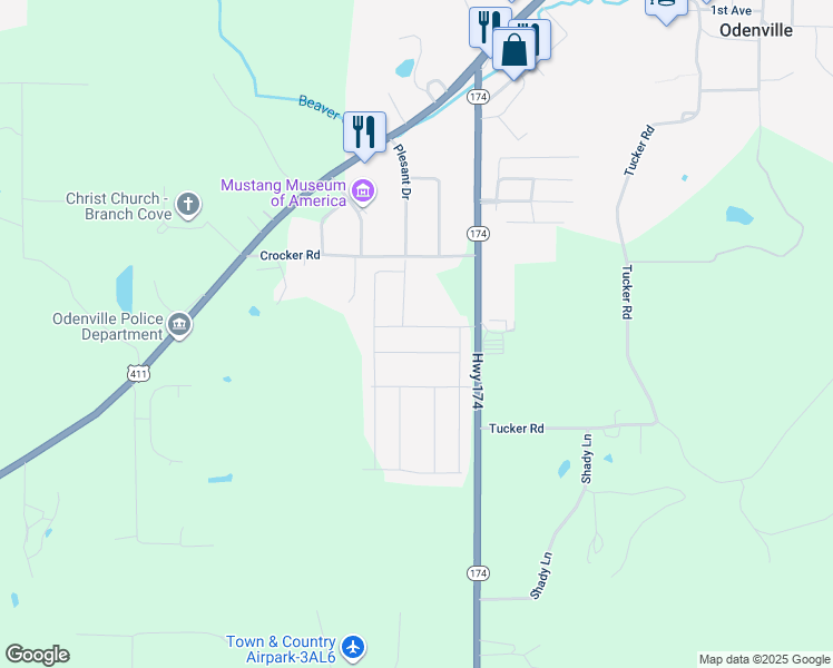 map of restaurants, bars, coffee shops, grocery stores, and more near in Odenville