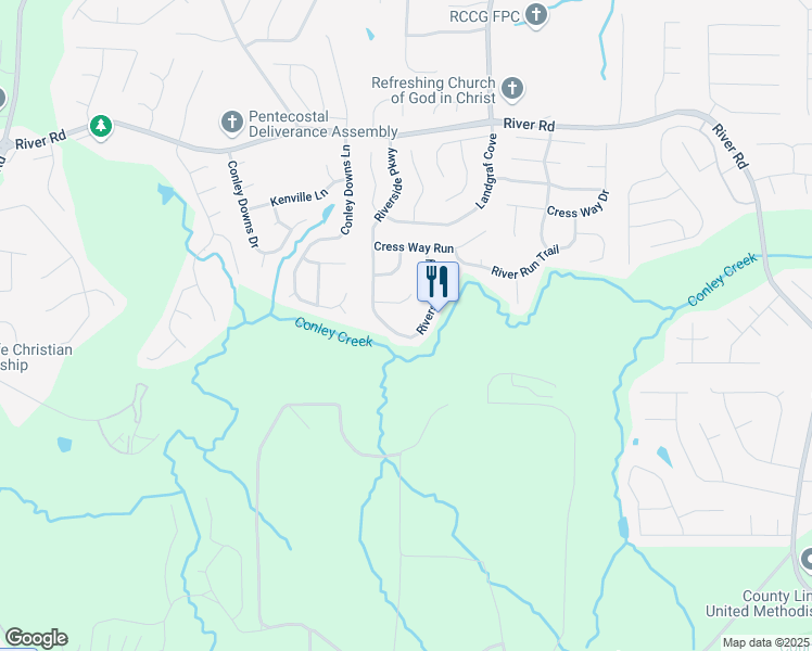 map of restaurants, bars, coffee shops, grocery stores, and more near 3999 Riverside Parkway in Decatur