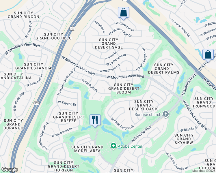 map of restaurants, bars, coffee shops, grocery stores, and more near 15943 W Quail Creek Ln in Surprise