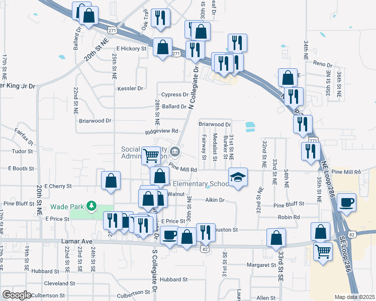 map of restaurants, bars, coffee shops, grocery stores, and more near 750 North Collegiate Drive in Paris