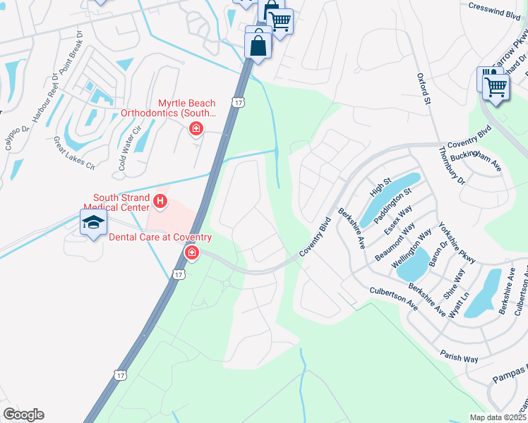 map of restaurants, bars, coffee shops, grocery stores, and more near 2100 Highway 15 in Myrtle Beach