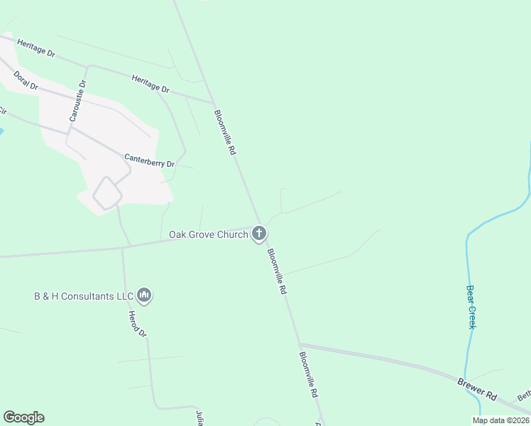 map of restaurants, bars, coffee shops, grocery stores, and more near 2635 Bloomville Road in Manning