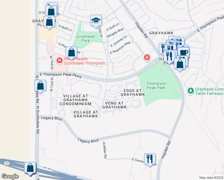 map of restaurants, bars, coffee shops, grocery stores, and more near North 76th Street in Scottsdale