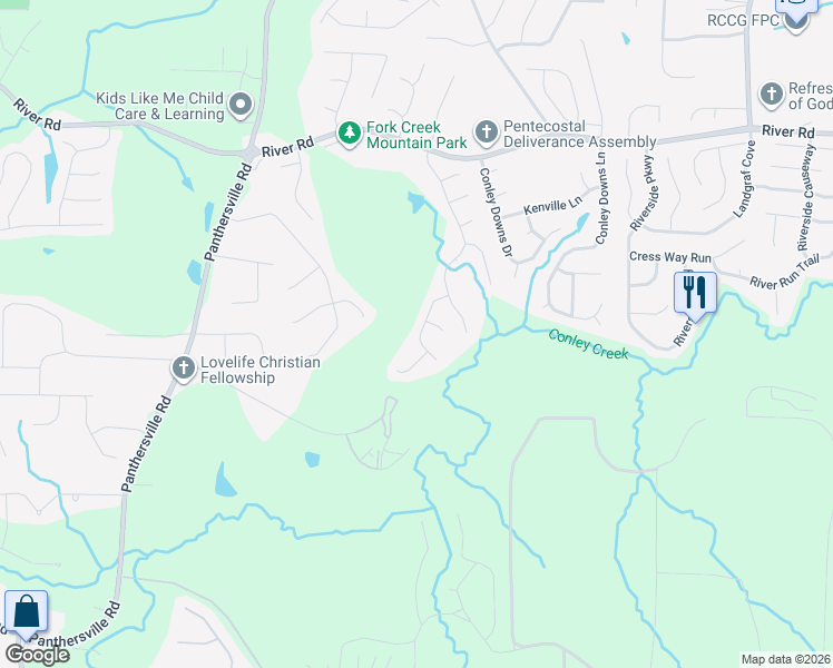 map of restaurants, bars, coffee shops, grocery stores, and more near 2868 River Ridge Hill in Decatur