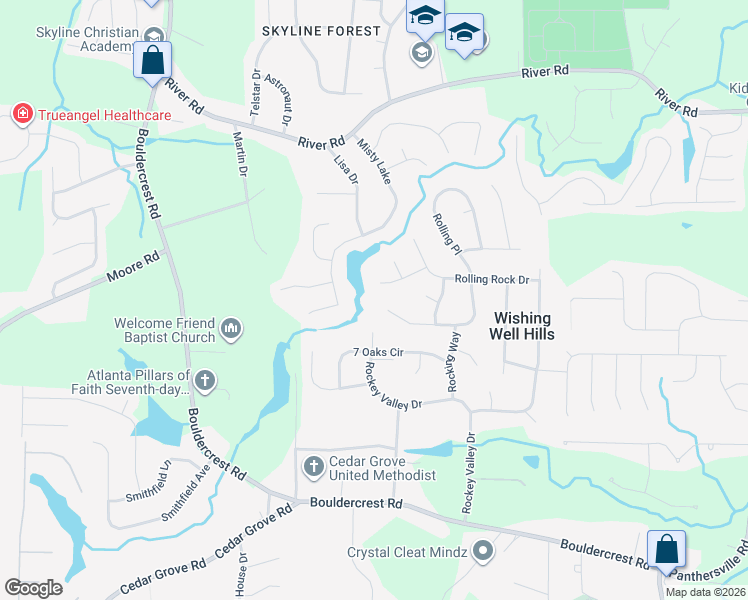 map of restaurants, bars, coffee shops, grocery stores, and more near 4014 Rolling Place in Conley