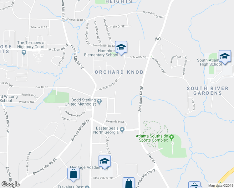 map of restaurants, bars, coffee shops, grocery stores, and more near 3216 Belfort Road Southeast in Atlanta