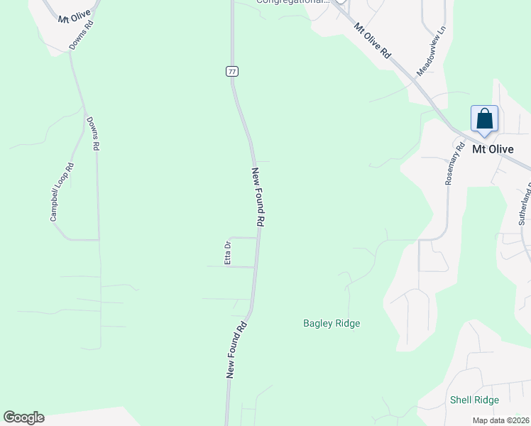 map of restaurants, bars, coffee shops, grocery stores, and more near 5481 New Found Road in Mount Olive