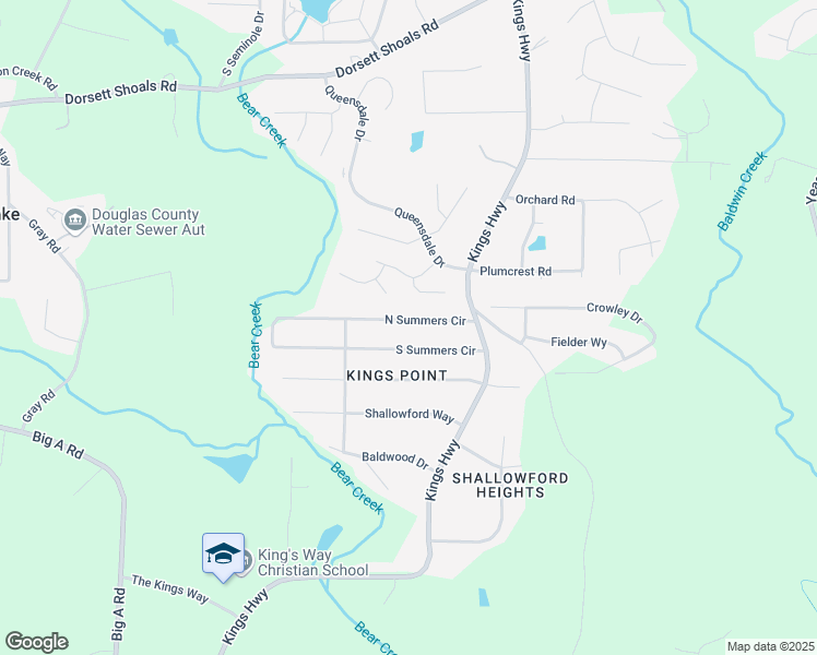 map of restaurants, bars, coffee shops, grocery stores, and more near 6238 North Summers Circle in Douglasville