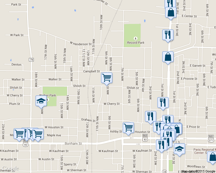 map of restaurants, bars, coffee shops, grocery stores, and more near 899 Shiloh Street in Paris