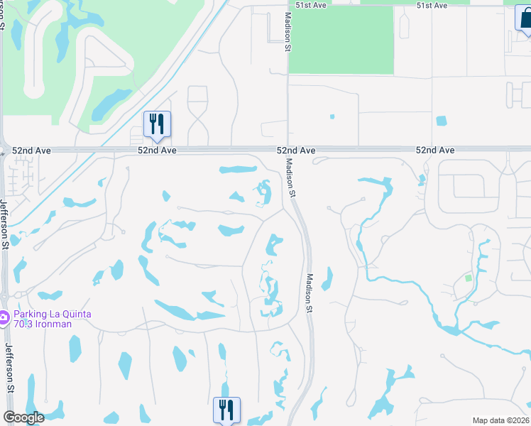 map of restaurants, bars, coffee shops, grocery stores, and more near 52465 Via Dona in La Quinta