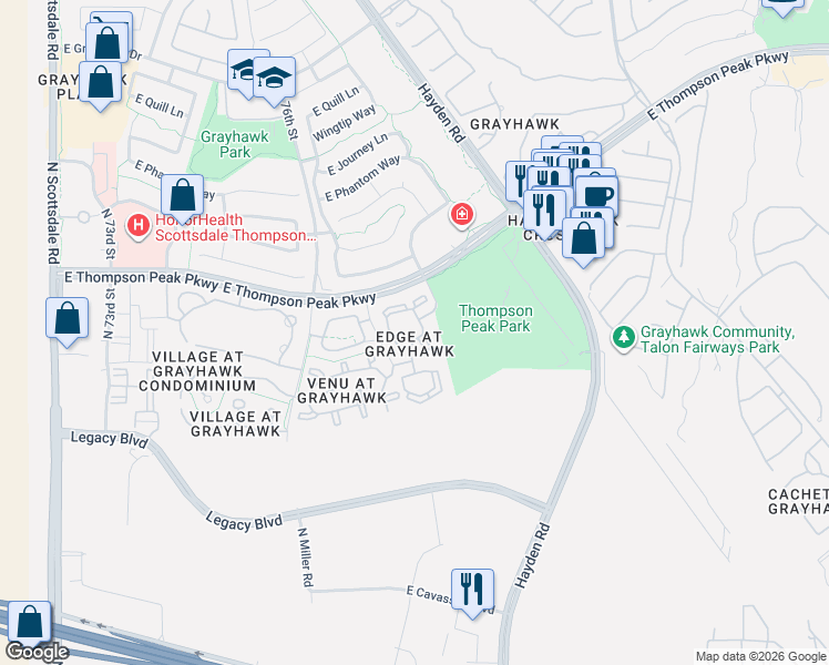 map of restaurants, bars, coffee shops, grocery stores, and more near 20100 North 78th Place in Scottsdale