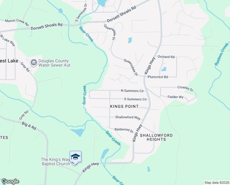 map of restaurants, bars, coffee shops, grocery stores, and more near 6298 North Summers Circle in Douglasville