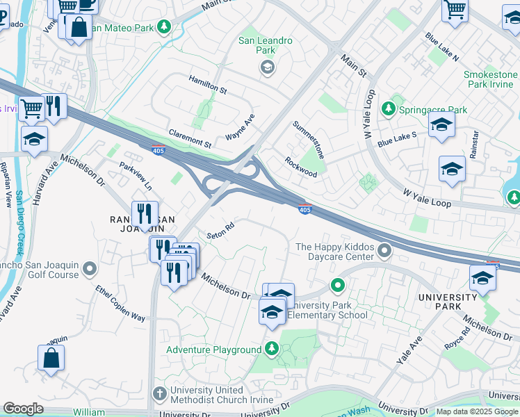 map of restaurants, bars, coffee shops, grocery stores, and more near 16 Iron Bark Way in Irvine