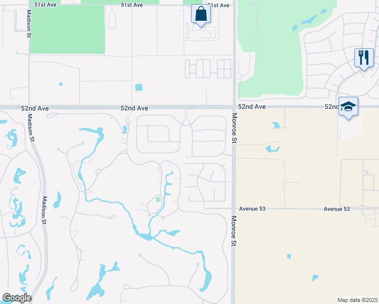 map of restaurants, bars, coffee shops, grocery stores, and more near 52455 Whispering Way in La Quinta