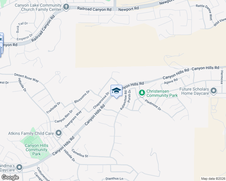 map of restaurants, bars, coffee shops, grocery stores, and more near 34305 Chaparossa Drive in Lake Elsinore