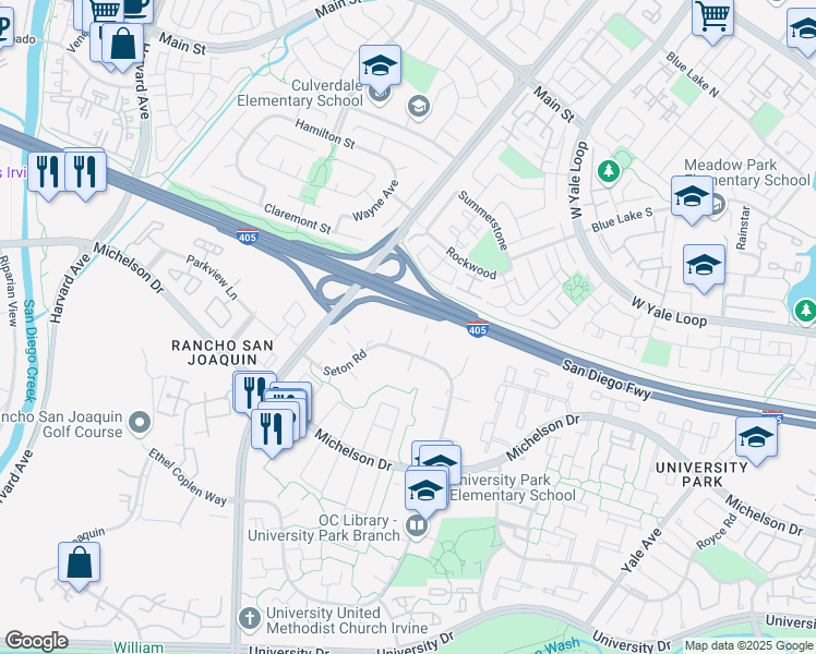 map of restaurants, bars, coffee shops, grocery stores, and more near 16 Iron Bark Way in Irvine