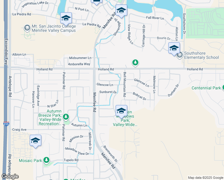 map of restaurants, bars, coffee shops, grocery stores, and more near 28890 Sunburst Drive in Menifee