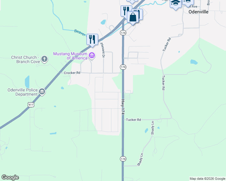 map of restaurants, bars, coffee shops, grocery stores, and more near in Odenville
