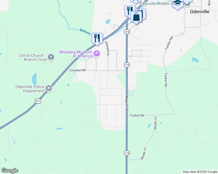 map of restaurants, bars, coffee shops, grocery stores, and more near in Odenville