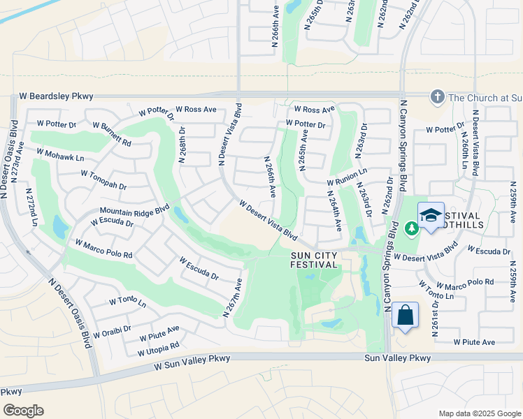 map of restaurants, bars, coffee shops, grocery stores, and more near 26661 West Yukon Court in Buckeye