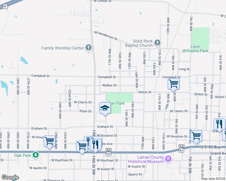 map of restaurants, bars, coffee shops, grocery stores, and more near 1650 Shiloh Street in Paris