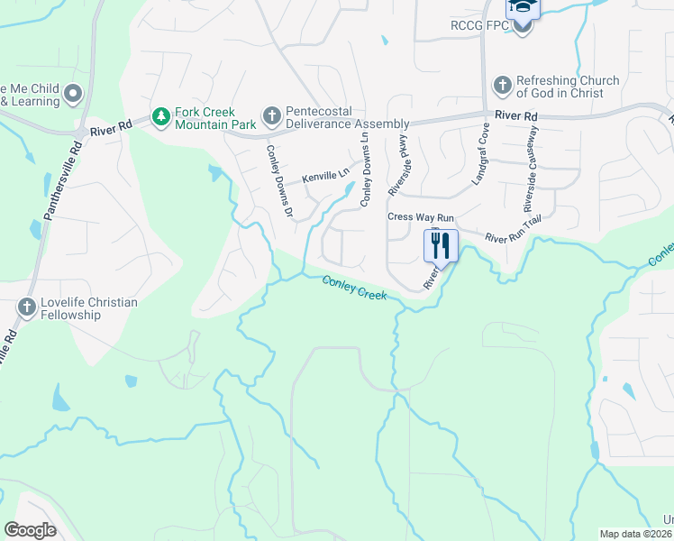 map of restaurants, bars, coffee shops, grocery stores, and more near 3904 Conley Downs Lane in Decatur