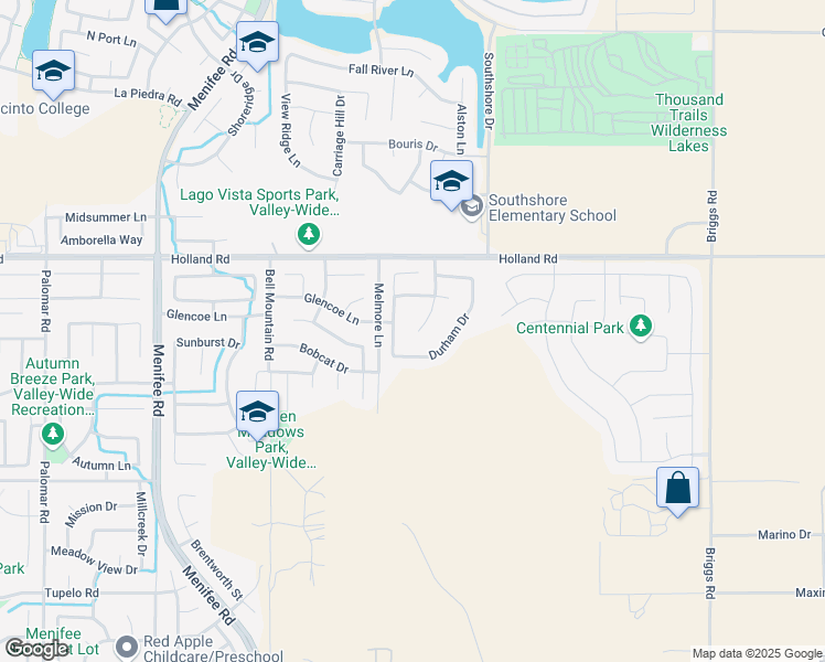 map of restaurants, bars, coffee shops, grocery stores, and more near 31221 Durham Drive in Menifee