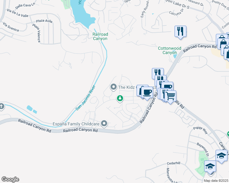 map of restaurants, bars, coffee shops, grocery stores, and more near 24440 Periwinkle in Lake Elsinore