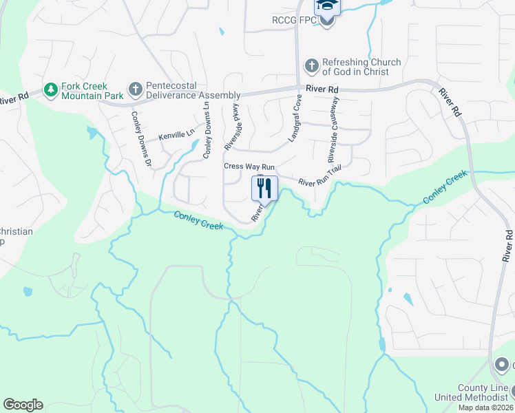 map of restaurants, bars, coffee shops, grocery stores, and more near 4012 Riverside Parkway in Decatur