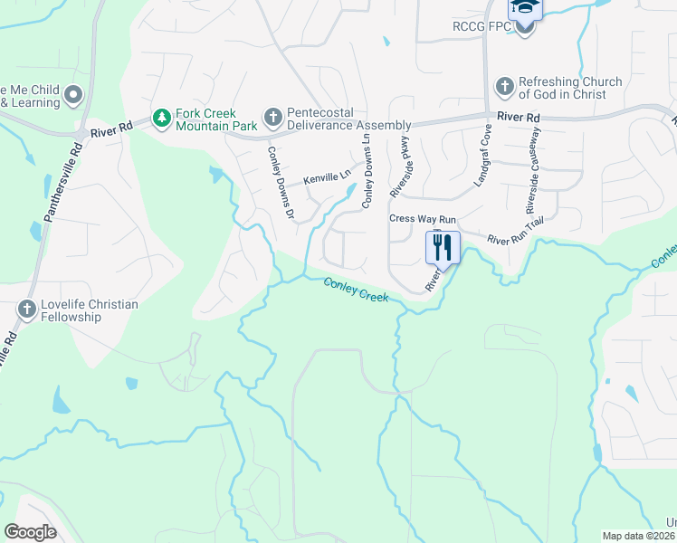 map of restaurants, bars, coffee shops, grocery stores, and more near 3904 Conley Downs Lane in Decatur