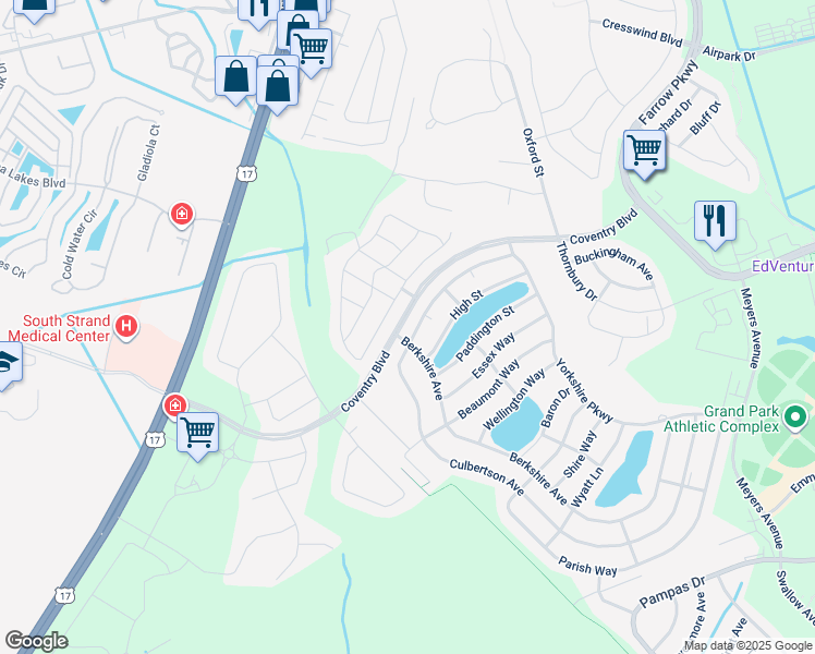 map of restaurants, bars, coffee shops, grocery stores, and more near 1713 Culbertson Avenue in Myrtle Beach