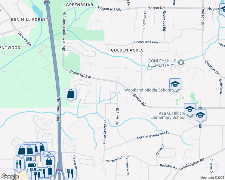 map of restaurants, bars, coffee shops, grocery stores, and more near 3286 Sir Henry Street in East Point