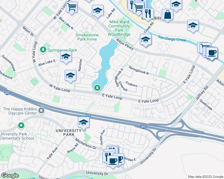 map of restaurants, bars, coffee shops, grocery stores, and more near 72 Coral Lake in Irvine