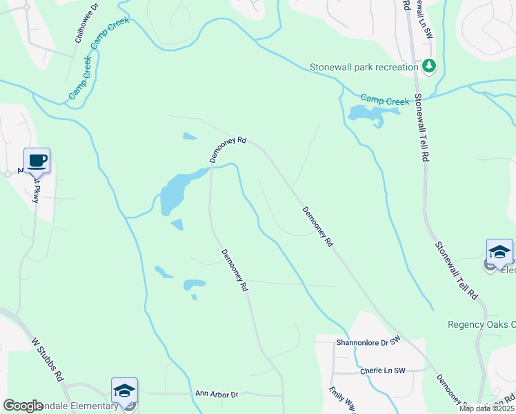 map of restaurants, bars, coffee shops, grocery stores, and more near 3265 Lions Ruby Lane in Atlanta