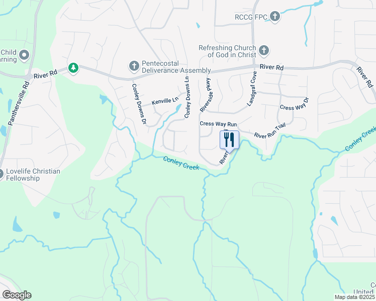 map of restaurants, bars, coffee shops, grocery stores, and more near 3934 Conley Downs Lane in Decatur