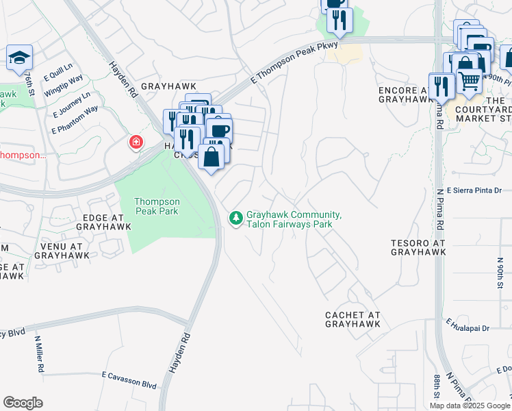 map of restaurants, bars, coffee shops, grocery stores, and more near 8294 East Buteo Drive in Scottsdale