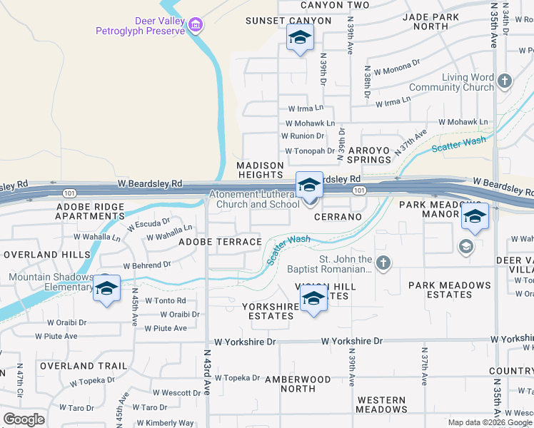 map of restaurants, bars, coffee shops, grocery stores, and more near 4134 Menadota Drive in Glendale