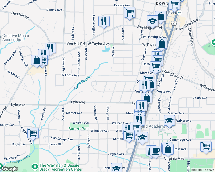 map of restaurants, bars, coffee shops, grocery stores, and more near 1919 Dunlap Avenue in East Point