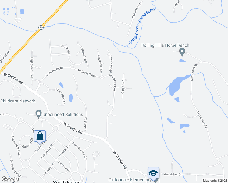 map of restaurants, bars, coffee shops, grocery stores, and more near 3392 Amhurst Parkway in Atlanta