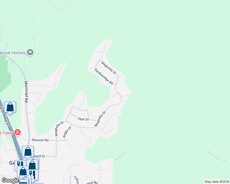 map of restaurants, bars, coffee shops, grocery stores, and more near 1700 Gardenridge Road in Gardendale
