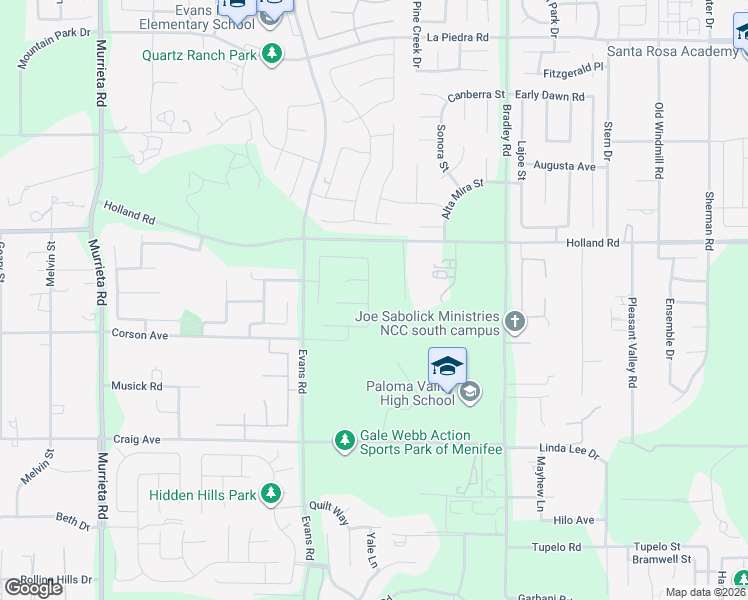 map of restaurants, bars, coffee shops, grocery stores, and more near 26703 Holland Road in Menifee